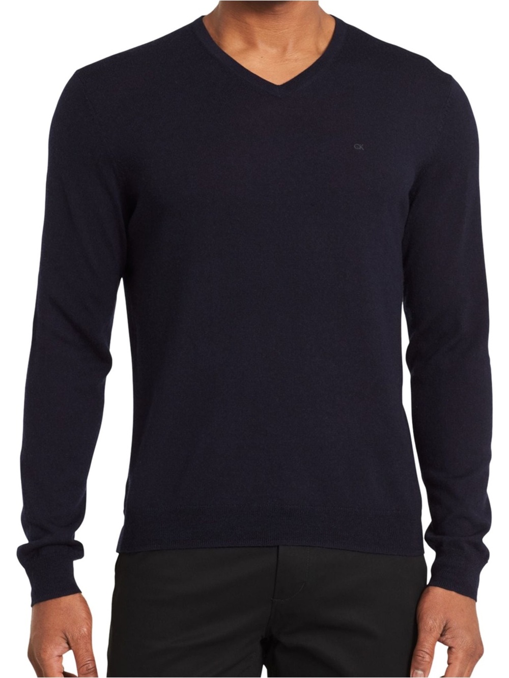 Calvin Klein Mens V-Neck Sweater Heather purple 100% Italian merino M minimalist
